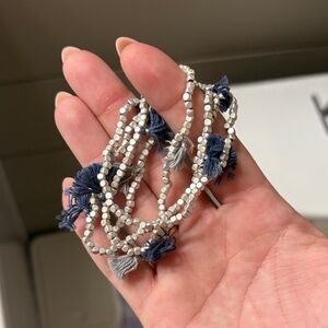 Elegant Silver and Blue Beaded Bracelet